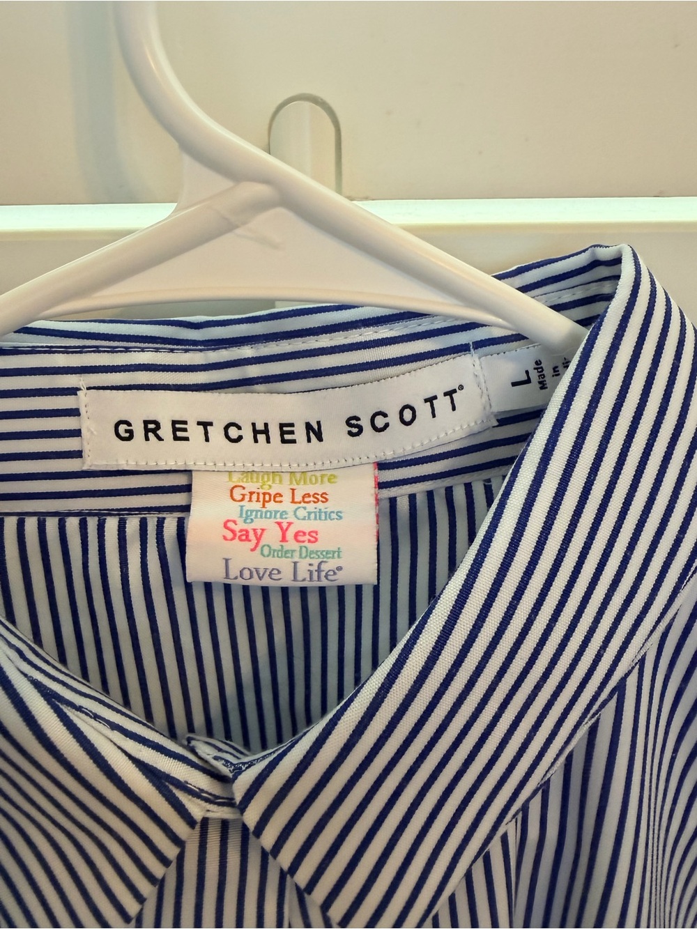 Gretchen Scott Designs Women’s Blue & White Stripe Dress Shirt